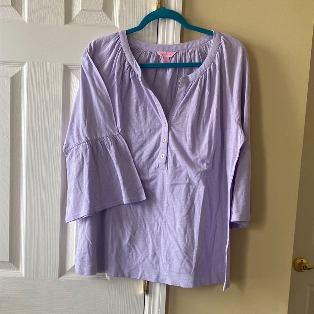 Lilly Pulitzer Purple 3/4 Sleeve Relaxed Blouse